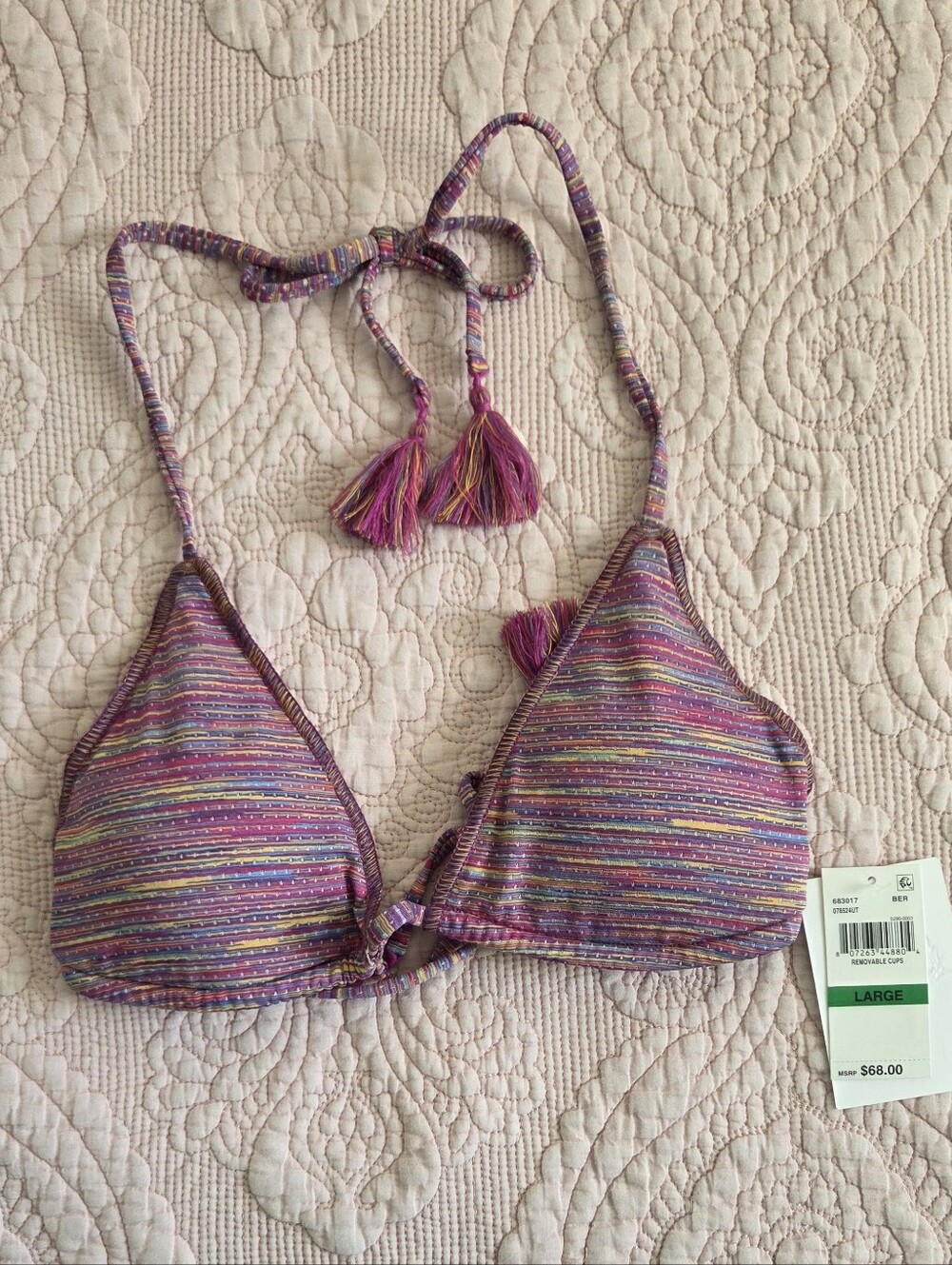 NWT BECCA Triangle Bikini Swim Top Pink Purple